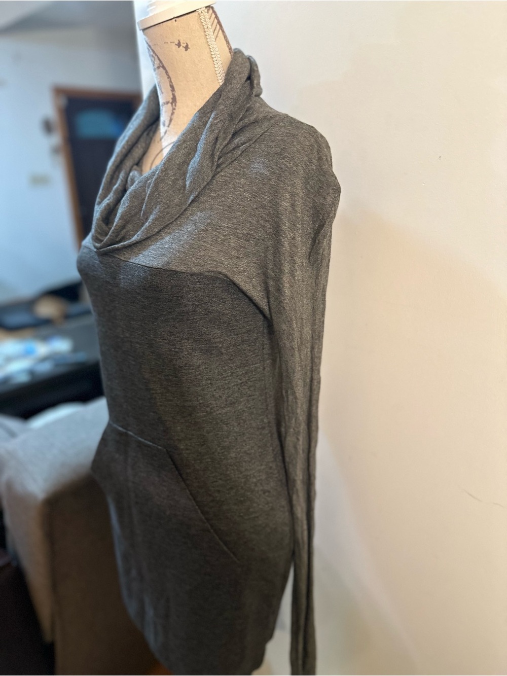 Women's Olive Green Cowl Neck Mini Dress